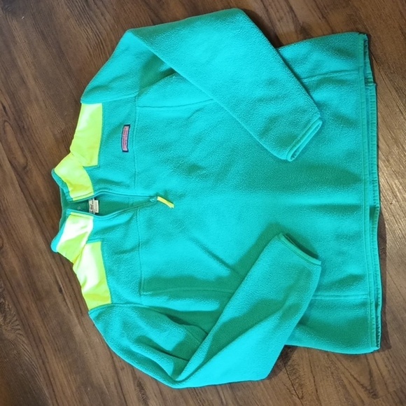 Vineyard Vines Blue Green Fuzzy Fleece Pull Over A1 - Picture 1 of 5